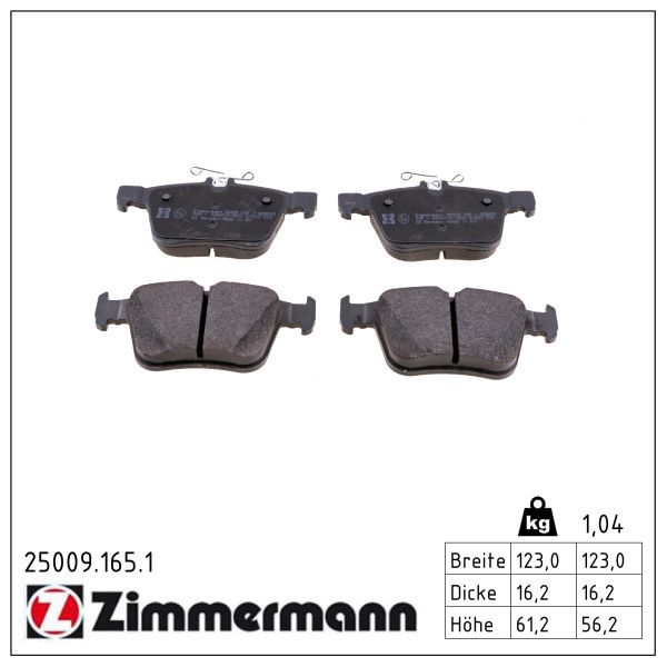 Zimmermann 250091651 Колодки гальмівні дискові задні комплект