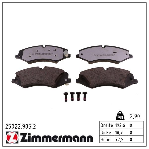 Zimmermann 250229852 Колодки гальмівні дискові, к-кт
