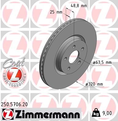 Zimmermann 250570620 Диск гальмівний Coat Z
