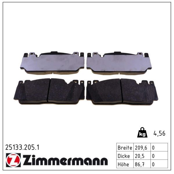 Zimmermann 251332051 Колодки гальмівні дискові, к-кт