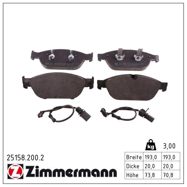 Zimmermann 251582002 Колодки гальмівні Дискові, к-кт