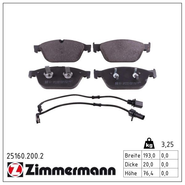 Zimmermann 251602002 Колодки гальмівні дискові, к-кт