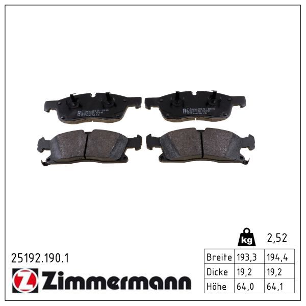 Zimmermann 251921901 Колодки гальмівні дискові, комплект