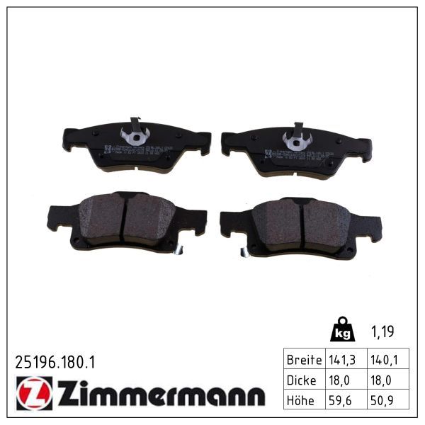 Zimmermann 251961801 Колодки гальмівні задні, комплект