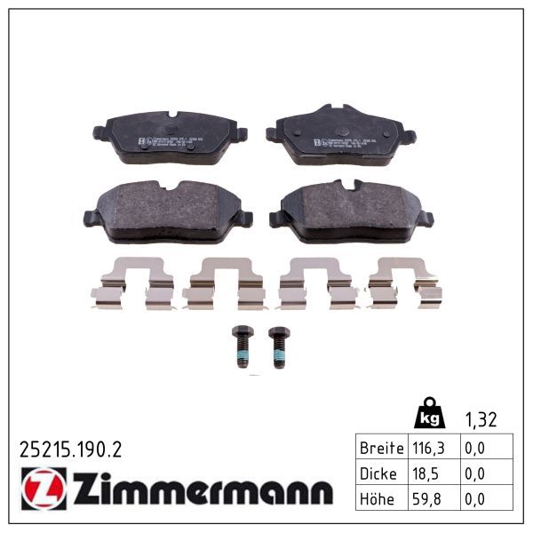 Zimmermann 252151902 Колодки гальмівні дискові, к-кт