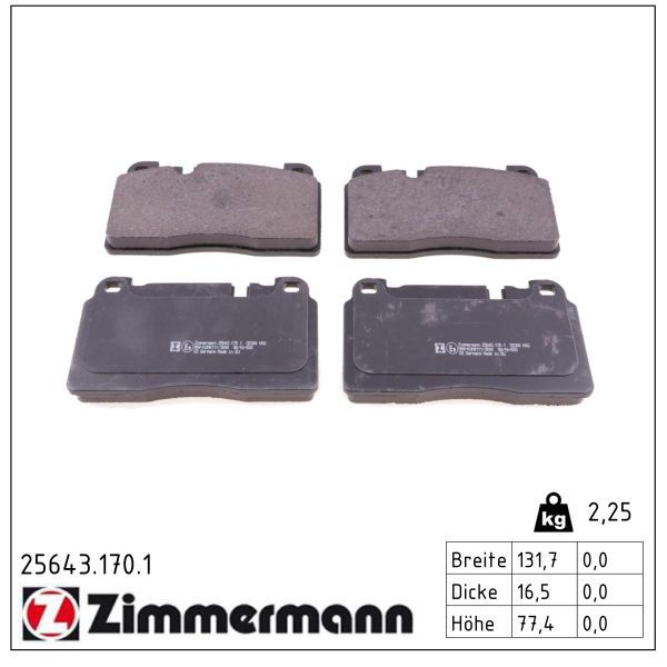Zimmermann 256431701 Колодки гальмівні дискові комплект передні