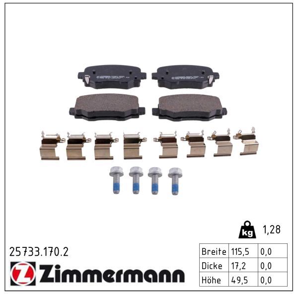 Zimmermann 257331702 Колодки гальмівні дискові, к-кт