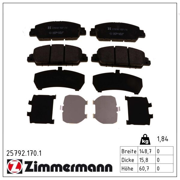Zimmermann 257921701 Колодки гальмівні Дискові, к-кт