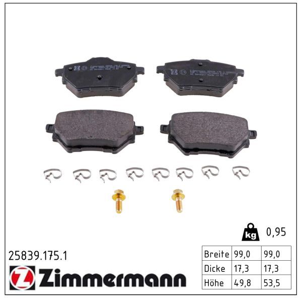 Zimmermann 258391751 Колодки гальмівні дискові, к-кт