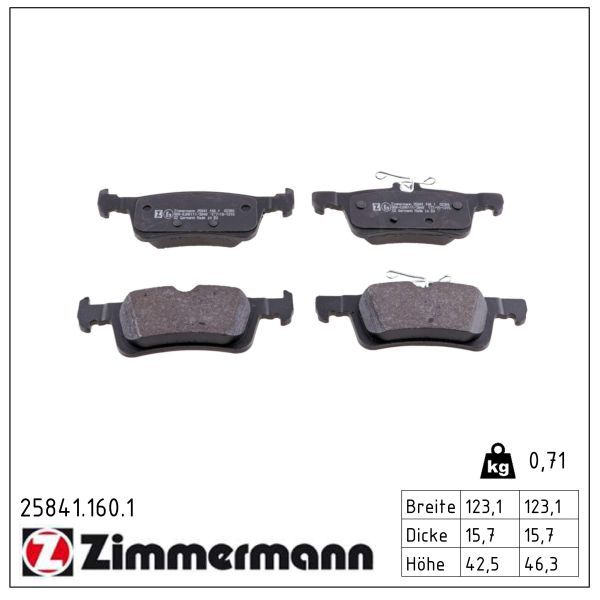 Zimmermann 258411601 Колодки гальмівні дискові, к-кт