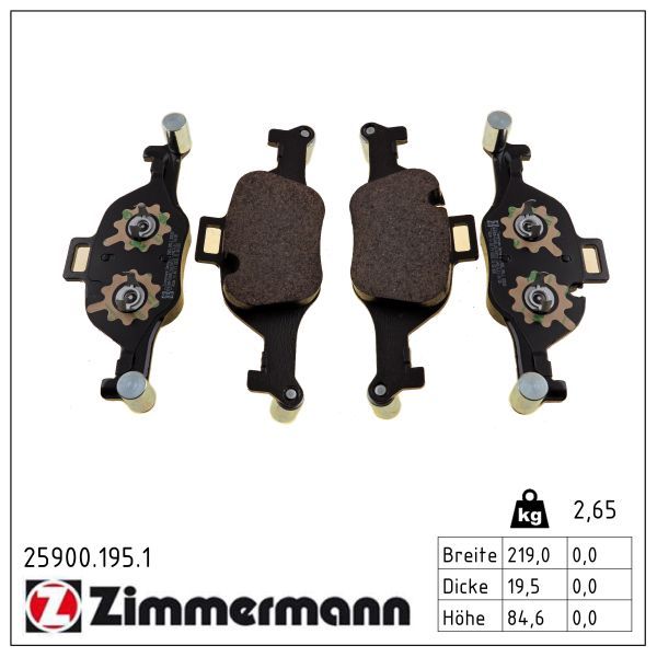 Zimmermann 259001951 Колодки гальмівні дискові, к-кт