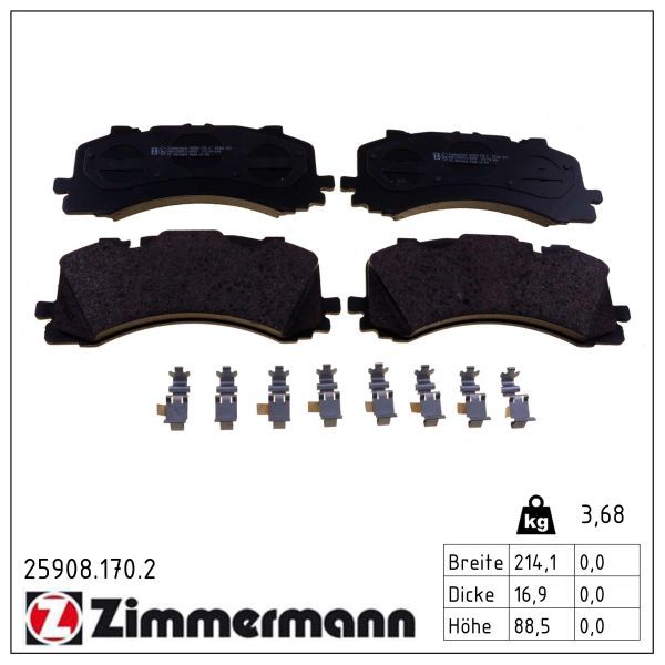 Zimmermann 259081702 Колодки гальмівні дискові, к-кт