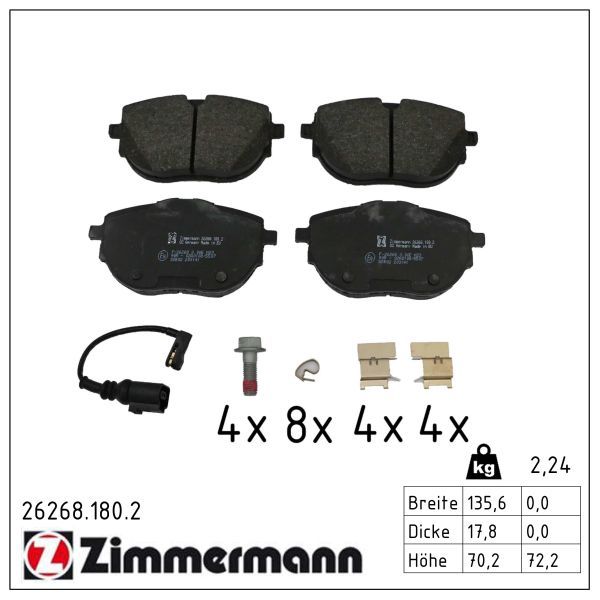 Zimmermann 262681802 Колодки гальмівні дискові комплект