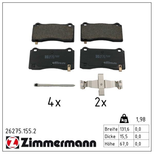 Zimmermann 262751552 Колодки гальмівні дискові, комплект