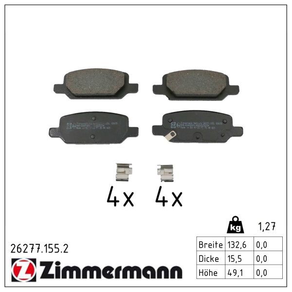 Zimmermann 262771552 Колодки гальмівні дискові, комплект