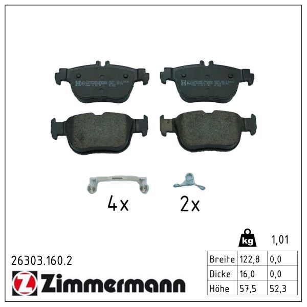 Zimmermann 263031602 колодки гальмівні дискові, к-кт