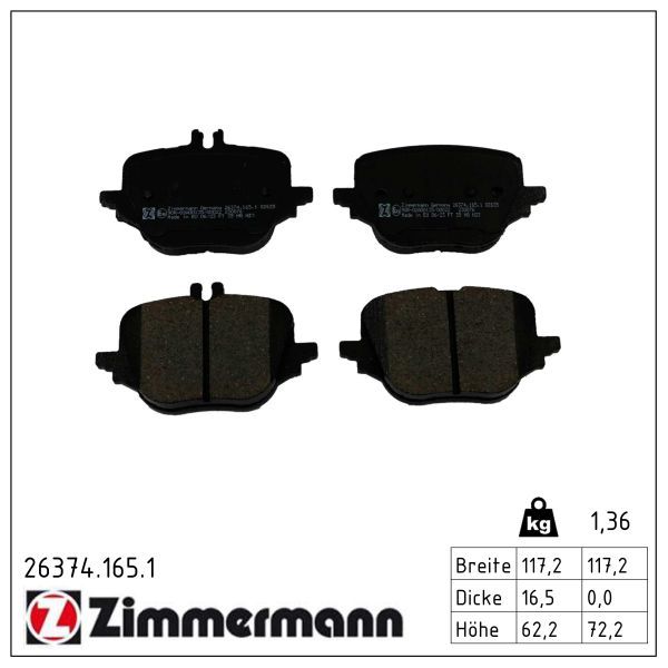 Zimmermann 263741651 Колодки гальмівні дискові, комплект