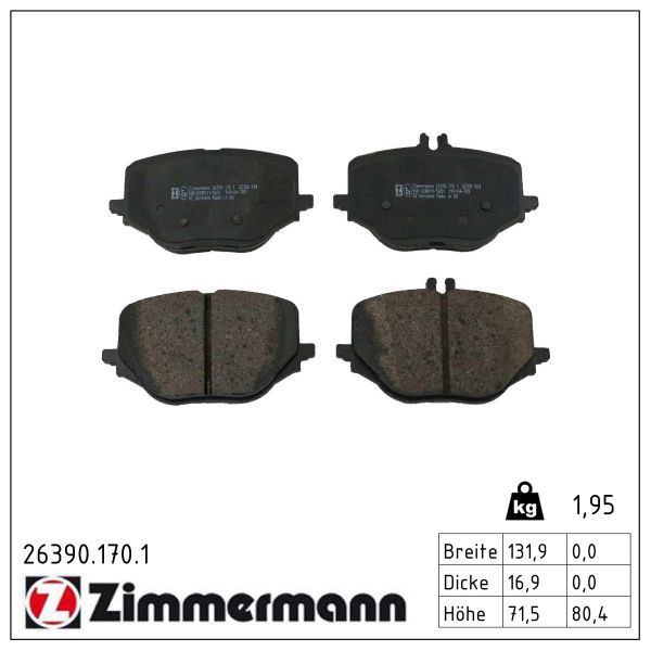 Zimmermann 263901701 Колодки гальмівні (задні) MB S-class (W223) 20- M256 (ZF)