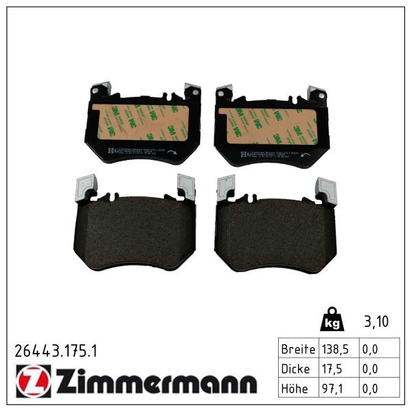 Zimmermann 264431751 колодки гальмівні дискові, к-кт