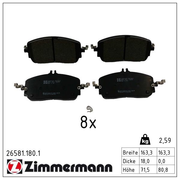 Zimmermann 265811801 Колодки гальмівні дискові, к-кт
