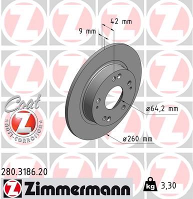 Zimmermann 280318620 Диск гальмівний Coat Z