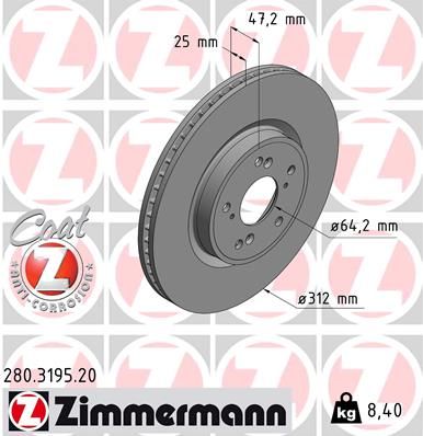 Zimmermann 280319520 Диск гальмівний Coat Z