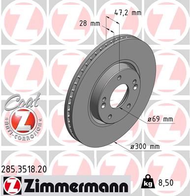 Zimmermann 285351820 Диск гальмівний Coat Z