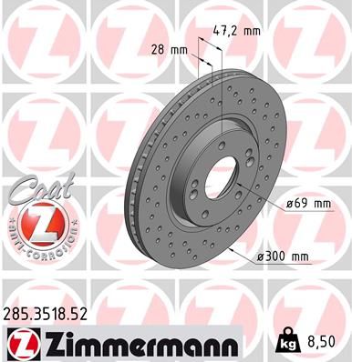 Zimmermann 285351852 Диск гальмівний SPORT Z