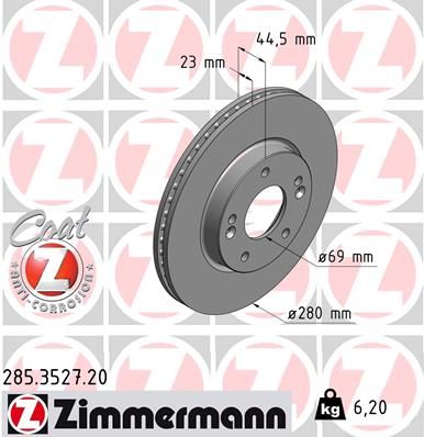 Zimmermann 285352720 Диск гальмівний Coat Z