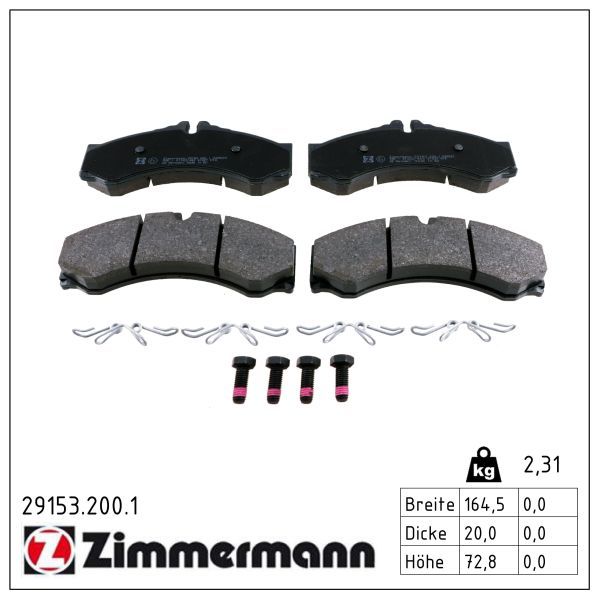 Zimmermann 291532001 Колодки гальмівні (передні/задні) MB Sprinter 408-416/VW LT 46 96-