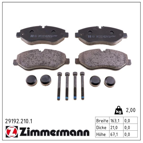 Zimmermann 291922101 Колодки гальмівні дискові, комплект передні