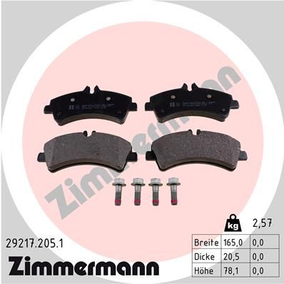 Zimmermann 292172051 Колодки гальмівні (задні) MB Sprinter 509-519 CDI/VW Crafter 50 06- (спарка) (B