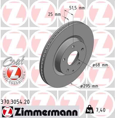 Zimmermann 370305420 Диск гальмівний (передній) Mazda 3 1.5D/2.0/2.2D 13-/CX-3 15- (295x25)(з покрит