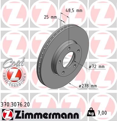 Zimmermann 370307620 Диск гальмівний Coat Z