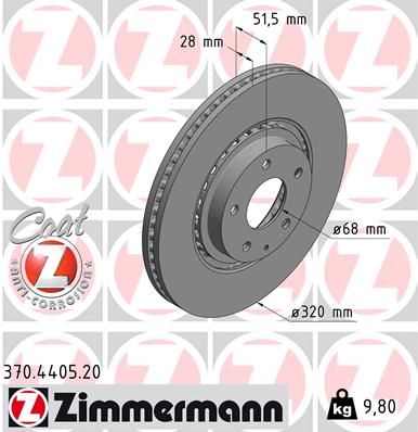 Zimmermann 370440520 Диск гальмівний (передній) Mazda 6/CX-5/CX-9 17- (320x28) PRO