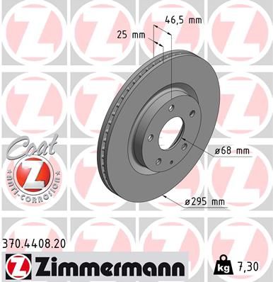 Zimmermann 370440820 Диск гальмівний Coat Z