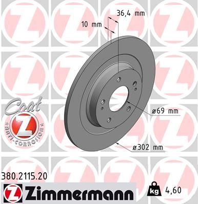 Zimmermann 380211520 Диск гальмівний Coat Z