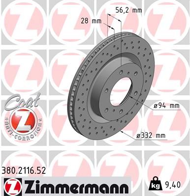 Zimmermann 380211652 Диск гальмівний SPORT Z