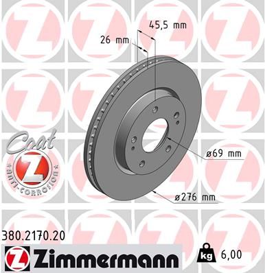 Zimmermann 380217020 Диск гальмівний Coat Z