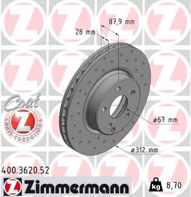 Zimmermann 400362052 Диск гальмівний SPORT Z