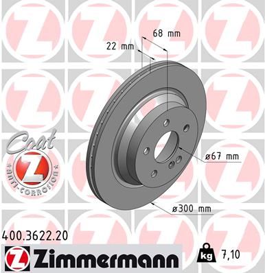 Zimmermann 400362220 Диск гальмівний Coat Z