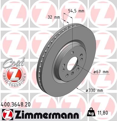 Zimmermann 400364820 Диск гальмівний Coat Z