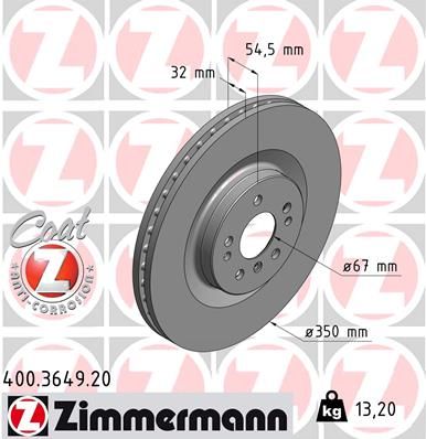 Zimmermann 400364920 Диск гальмівний Coat Z