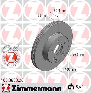 Zimmermann 400365320 Диск гальмівний Coat Z