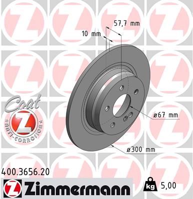 Zimmermann 400365620 Диск гальмівний Coat Z