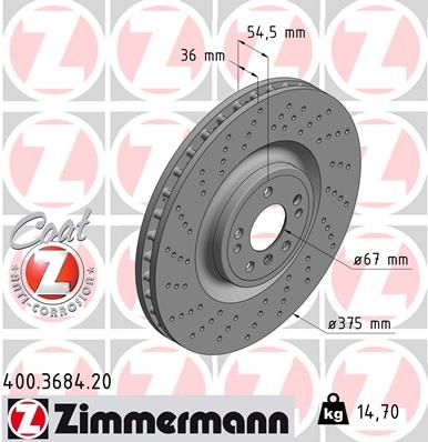 Zimmermann 400368420 Диск гальмівний Coat Z
