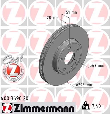 Zimmermann 400369020 Диск гальмівний Coat Z