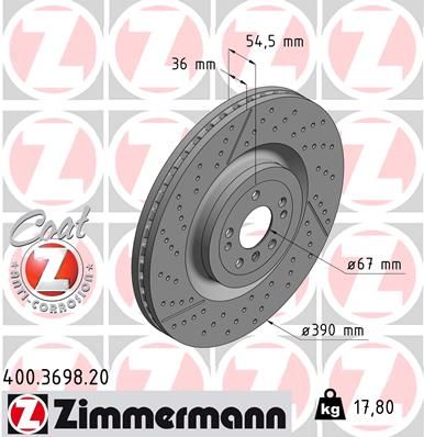 Zimmermann 400369820 Диск гальмівний Coat Z
