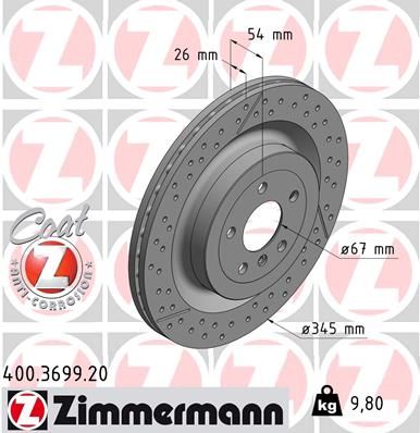 Zimmermann 400369920 Диск гальмівний Coat Z