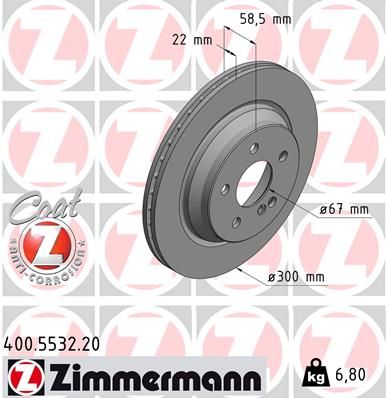 Zimmermann 400553220 Диск гальмівний Coat Z